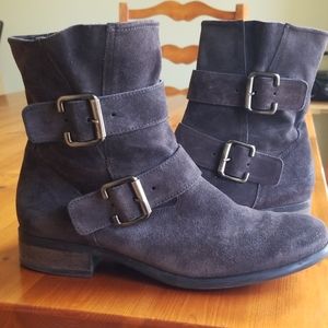 Suede gray booties.